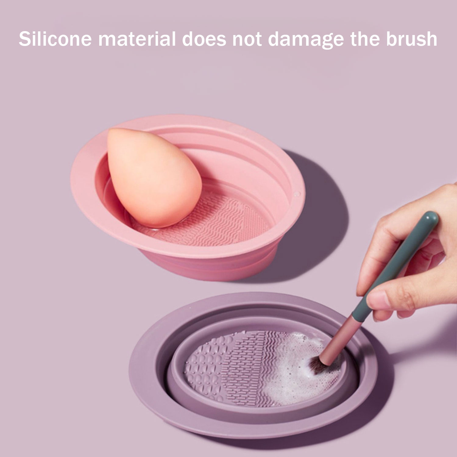 Makeup Brush Set - 3-delige make-upborstelreinigingsset, siliconen borstelreinigingspad, opvouwbare draagbare