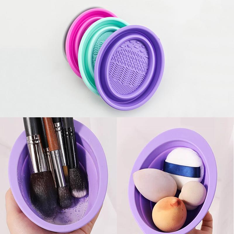 Makeup Brush Set - Zachte siliconen make-upborstelreiniger Opvouwbare poederdons Reinigingskom