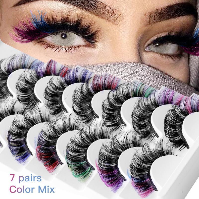7 Paar Kleurrijke Nepwimpers 3 - False Eyelashes Natural recensie en prijs