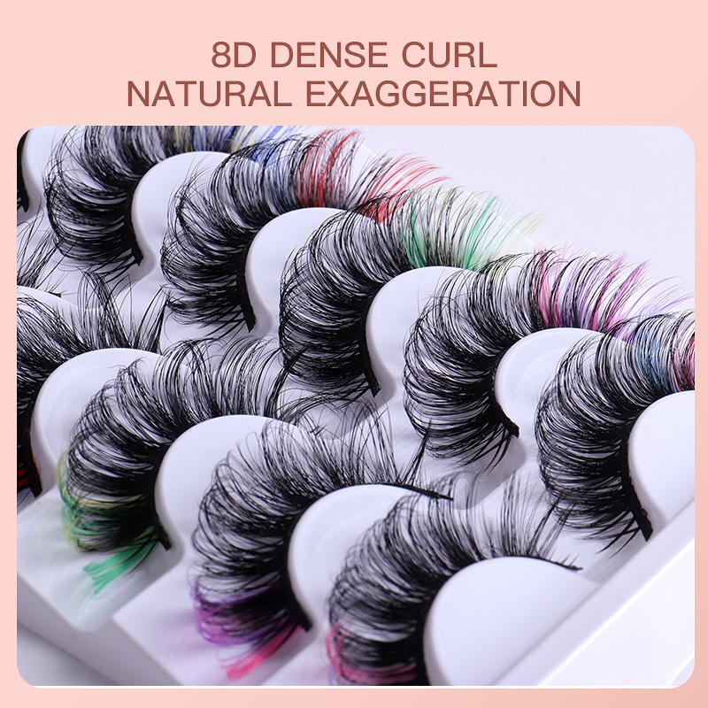 7 Paar Kleurrijke Nepwimpers 3 - False Eyelashes Natural recensie en prijs